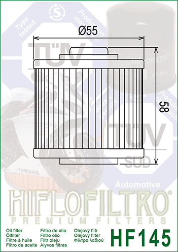 Hiflo Premium Motorcycle Oil Filter HF145 Replaces Yamaha 2H0-13440-90