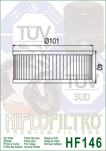 Hiflo Premium Motorcycle Oil Filter HF146 Replaces Yamaha 1J7-13440-90