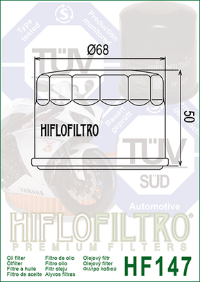Hiflo Premium Motorcycle Oil Filter HF147 Replaces Kymco 1541A-BBD7-E00