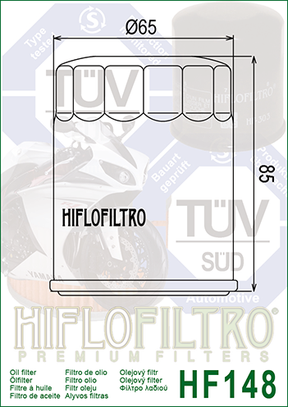 Hiflo Premium Motorcycle Oil Filter HF148 Replaces Honda 15400-PLM-A01PE