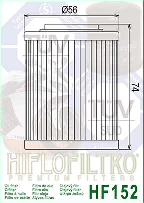 Hiflo Premium Motorcycle Oil Filter HF152 Replaces Aprilia 0256187
