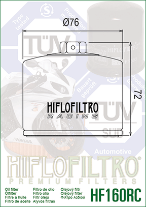 Hiflo Premium Racing Oil Filter HF160RC Replaces BMW 11 42 7 719 357