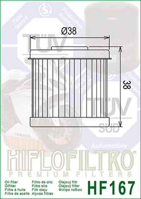 Hiflo Premium Motorcycle Oil Filter HF167 Replaces Daelim 15412-KN6-9612