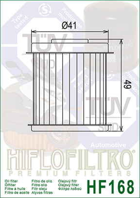 Hiflo Premium Motorcycle Oil Filter HF168 Replaces Daelim 15412-SA1T-000