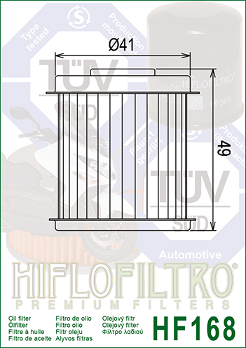 Hiflo Premium Motorcycle Oil Filter HF168 Replaces Daelim 15412-SA1T-000