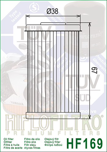 Hiflo Premium Motorcycle Oil Filter HF169 Replaces Daelim 15412-BA1-0000