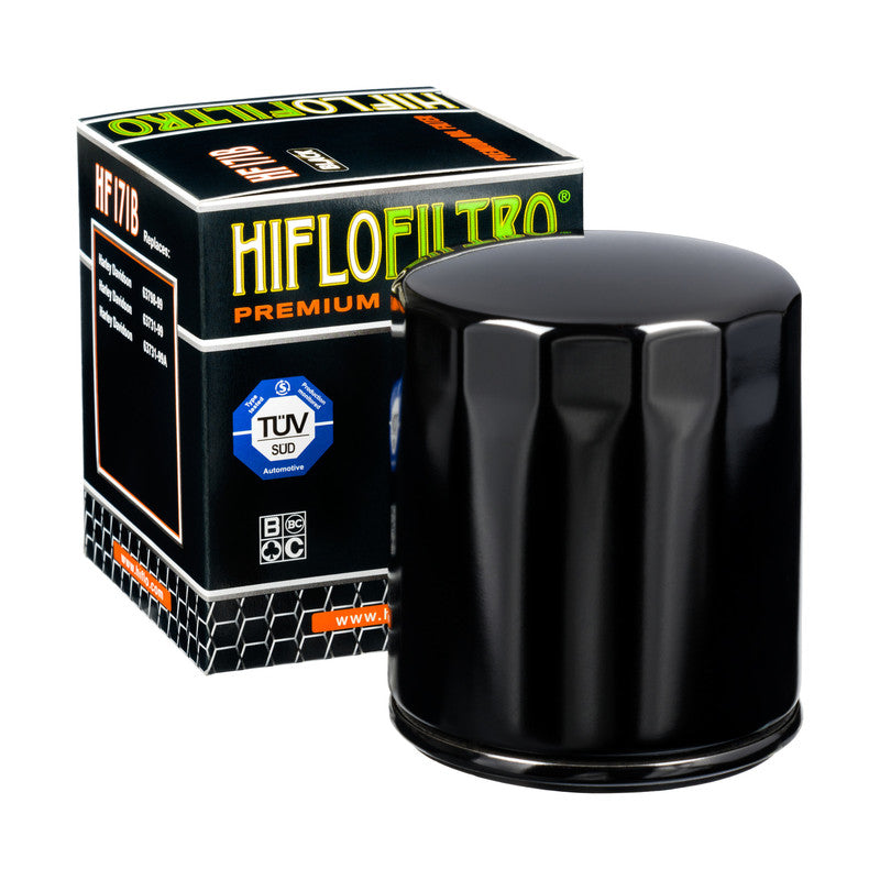 Hiflo Premium Motorcycle Oil Filter HF171B Replaces Harley 62700296 - Black
