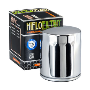 Hiflo Premium Motorcycle Oil Filter HF171C Replaces Harley 62700296 - Chrome