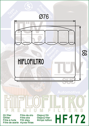 Hiflo Premium Motorcycle Oil Filter HF172C Replaces Harley 63782-80 - Chrome