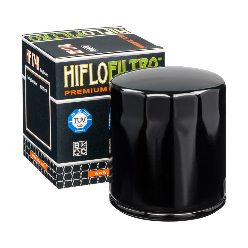 Hiflo Premium Motorcycle Oil Filter HF174B Replaces Harley 63793-01K - Black