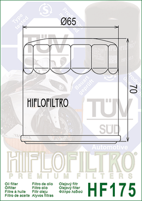Hiflo Premium Motorcycle Oil Filter HF175 Replaces Harley 62700045