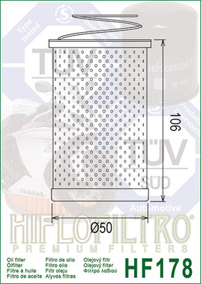 Hiflo Premium Motorcycle Oil Filter HF178 Replaces Harley 63835-87T