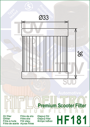 Hiflo Premium Motorcycle Oil Filter HF181 Replaces Cagiva 800093541