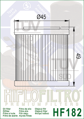 Hiflo Premium Motorcycle Oil Filter HF182 Replaces Piaggio 880887