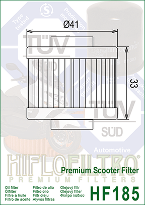 Hiflo Premium Motorcycle Oil Filter HF185 Replaces Aprilia 02 04 50