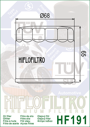 Hiflo Premium Motorcycle Oil Filter HF191 Replaces Benelli 260146090000