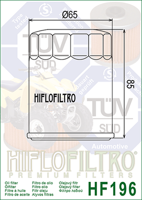 Hiflo Premium Motorcycle Oil Filter HF196 Replaces Polaris 2540006