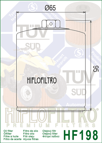 Hiflo Premium Motorcycle Oil Filter HF198 Replaces Polaris 2540086