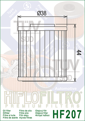 Hiflo Premuim Motorcycle Oil Filter HF207 Replaces Betamotor 001.08.006.00.00