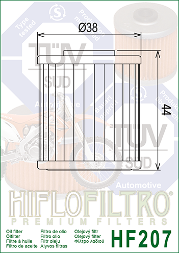 Hiflo Premuim Motorcycle Oil Filter HF207 Replaces Betamotor 001.08.006.00.00