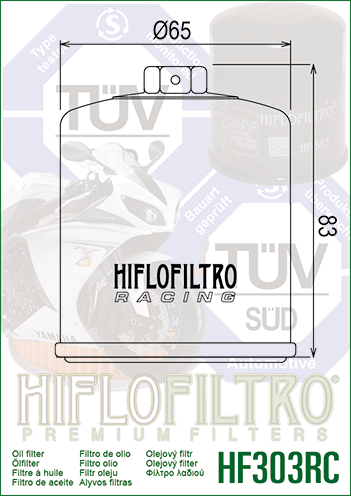 Hiflo Premuim Racing Motorcycle Oil Filter HF303RC Replaces Honda 15400-PFB-007