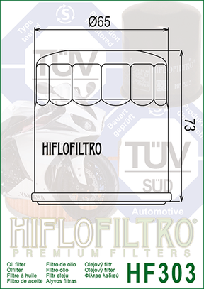 Hiflo Premuim Chrome Motorcycle Oil Filter HF303C Replaces Honda 15400-PFB-007