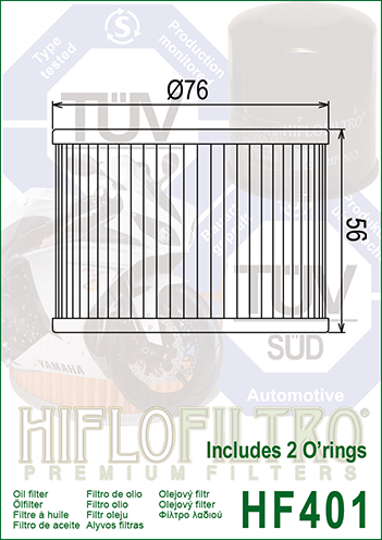 Hiflo Premuim Motorcycle Oil Filter HF401 Replaces Honda 15410-422-000