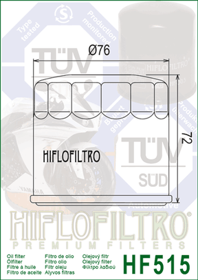 Hiflo Premuim Motorcycle Oil Filter HF515 Replaces Royal Enfield 575139/D