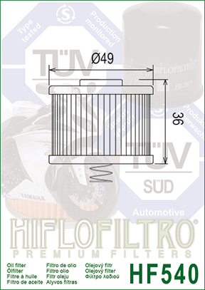 Hiflo Premuim Motorcycle Oil Filter HF540 Replaces Bajaj DD121181