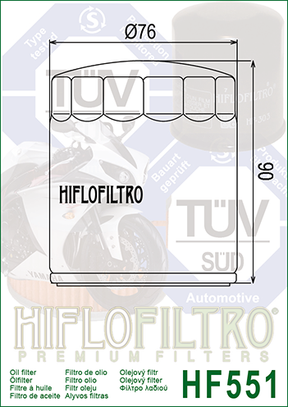 Hiflo Premuim Motorcycle Oil Filter HF551 Replaces Moto Guzzi 30153000