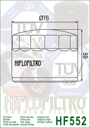 Hiflo Premuim Motorcycle Oil Filter HF552 Replaces Moto Guzzi 14153000