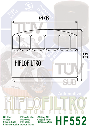 Hiflo Premuim Motorcycle Oil Filter HF552 Replaces Moto Guzzi 14153000