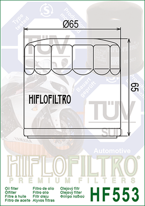 Hiflo Premuim Motorcycle Oil Filter HF553 Replaces Benelli 018.01.07.101.000