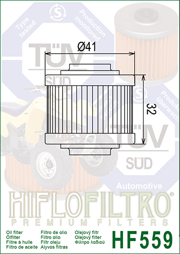 Hiflo Premuim Motorcycle Oil Filter HF559 Replaces Bombardier 420256452