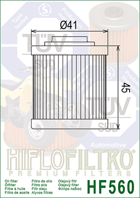 Hiflo Premuim Motorcycle Oil Filter HF560 Replaces Bombardier 420256455