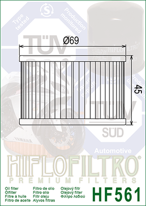 Hiflo Premuim Motorcycle Oil Filter HF561 Replaces Kymco 1541A-KED9-9000