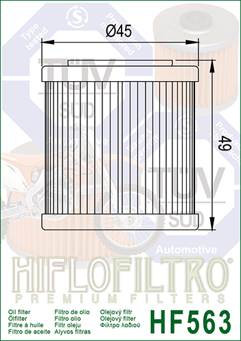Hiflo Premuim Motorcycle Oil Filter HF563 Replaces Aprilia 874081