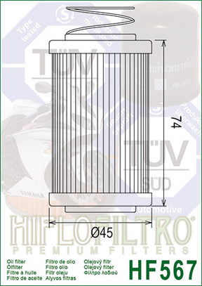 Hiflo Premuim Motorcycle Oil Filter HF567 Replaces MV Agusta 8000B3439