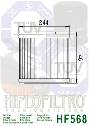 Hiflo Premuim Motorcycle Oil Filter HF568 Replaces Kymco 1541A-LEH6-E00