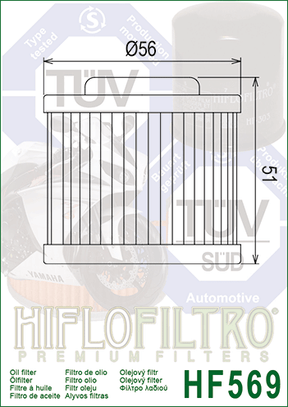 Hiflo Premuim Motorcycle Oil Filter HF569 Replaces MV Agusta 8000B5425
