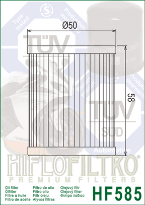 Hiflo Premuim Motorcycle Oil Filter HF585 Replaces Moto Morini 25.608.00