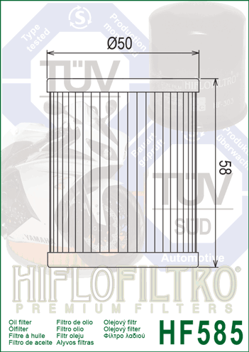 Hiflo Premuim Motorcycle Oil Filter HF585 Replaces Moto Morini 25.608.00