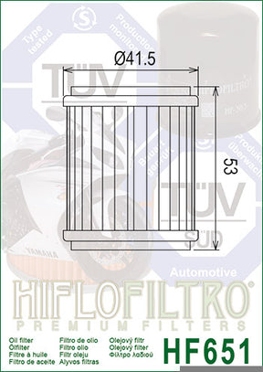 Hiflo Premuim Motorcycle Oil Filter HF651 Replaces KTM 750.38.046.100