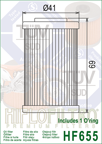 Hiflo Premuim Motorcycle Oil Filter HF655 Replaces KTM 770.38.005.000