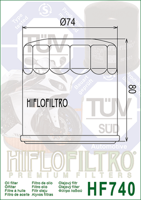 Hiflo Premuim Motorcycle Oil Filter HF740 Replaces Yamaha 69J-13440-01