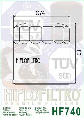 Hiflo Premuim Motorcycle Oil Filter HF740 Replaces Yamaha 69J-13440-01