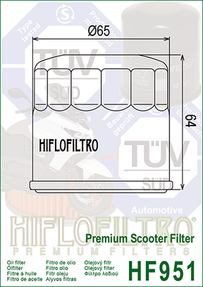 Hiflo Premuim Motorcycle Oil Filter HF951 Replaces Honda 15410-MCJ-000