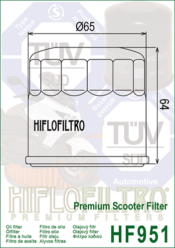 Hiflo Premuim Motorcycle Oil Filter HF951 Replaces Honda 15410-MCJ-000