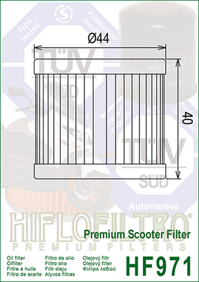 Hiflo Premium Motorcycle Oil Filter HF971 Replaces Suzuki 16510-05240