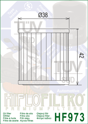 Hiflo Premium Scooter Oil Filter HF973 Replaces Suzuki 16510-09J00